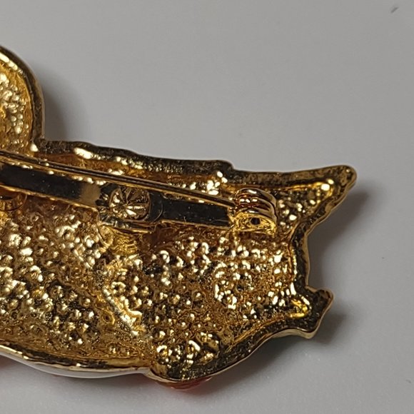 White Enamel Christmas Goose Brooch - Picture 8 of 10